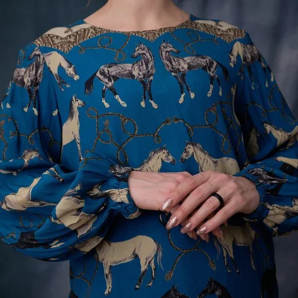 Corey Lynn Calter Horse Mini Dress Size Large - Picture 3 of 11